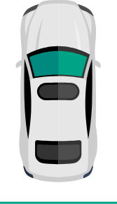 Vue de dessus d'une voiture avec le pare-brise avant mis en évidence